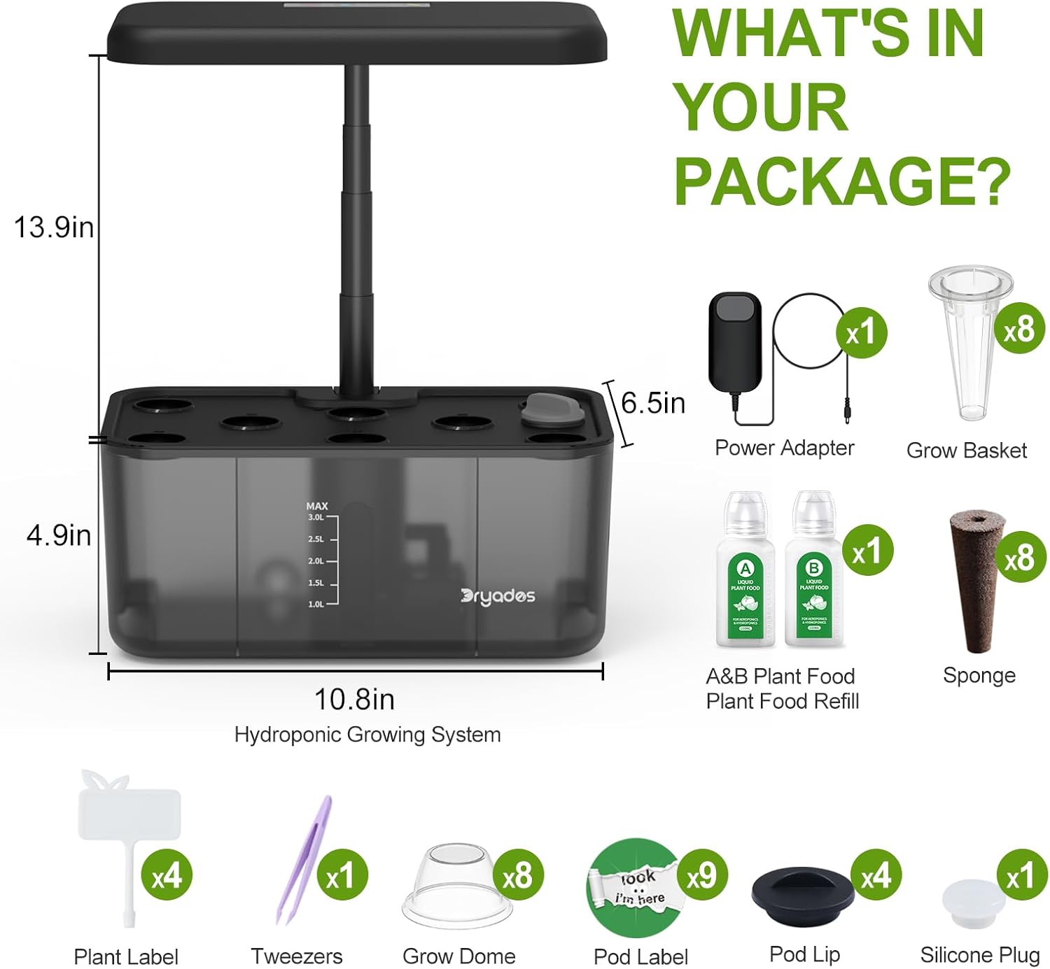 Hydroponic Growing System 8 Pods LED Indoor Herb Garden Kit