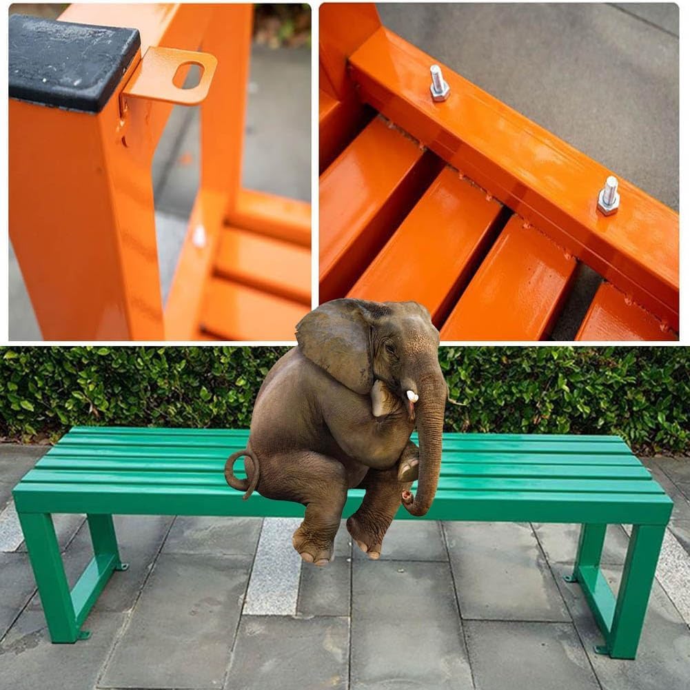 Metal Garden Bench Outdoor Patio Park Seat Backless Weatherproof 2-3 Seater
