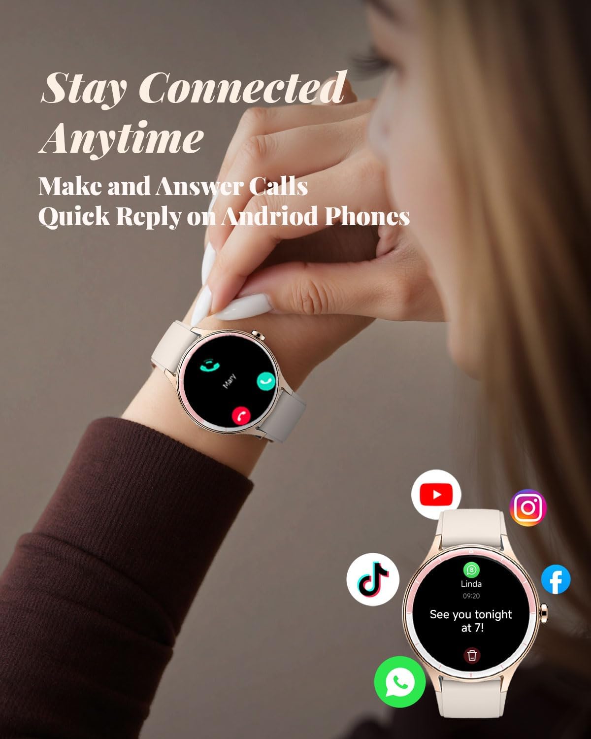 Women Smart Watch Bluetooth Call HD Fitness Tracker