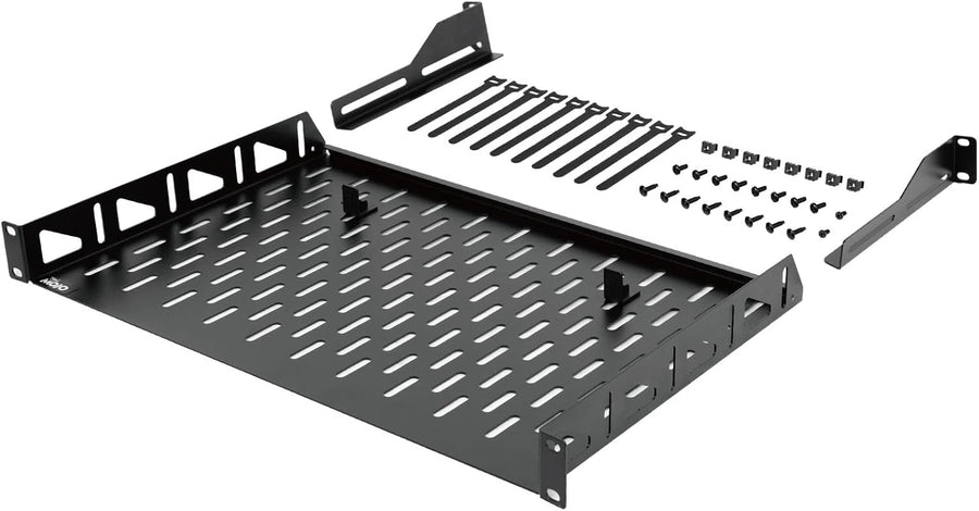 1U Server Rack Shelf 12in Depth 19 Inch Black