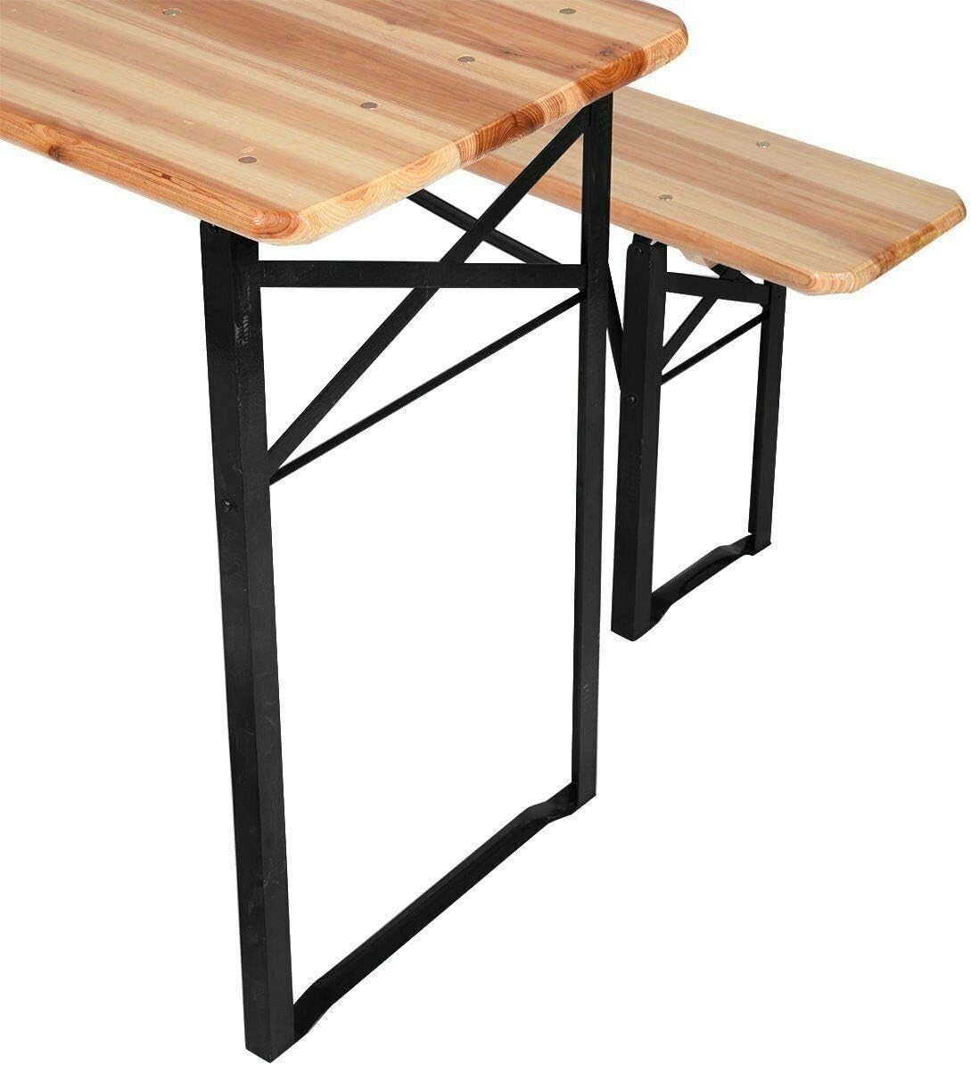 Folding Wooden Beer Table and Bench Set Portable Picnic