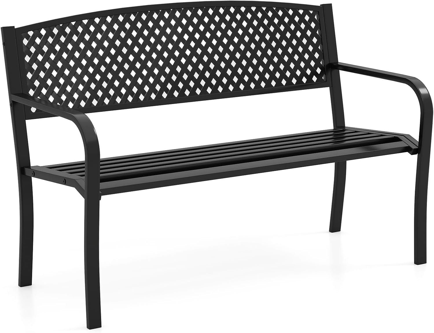 Metal Garden Bench 2 Seater Patio Park Outdoor Loveseat Chair Heavy Duty