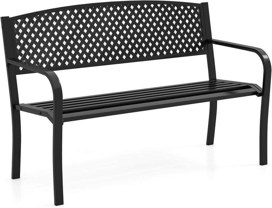 Metal Garden Bench 2 Seater Patio Park Outdoor Loveseat Chair Heavy Duty