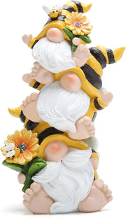 Bee Gnome Figurine Stacked Garden Decor Cute Summer Home