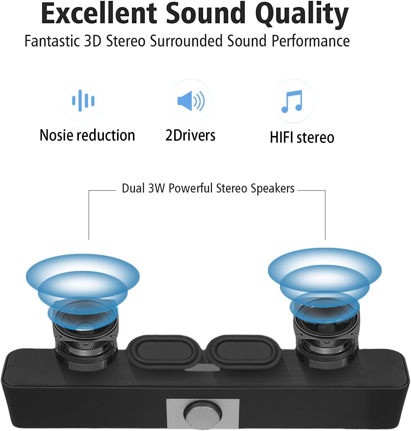 Bluetooth PC Speakers USB Powered Stereo Bass Desktop Audio