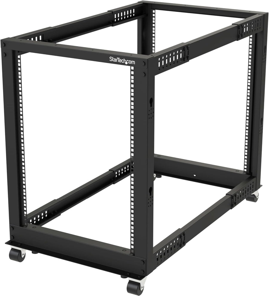 15U 4 Post Mobile Open Frame Server Rack with Wheels