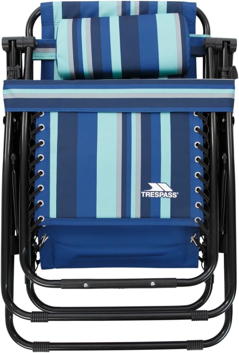 Padded Reclining Sun Lounger Chair Blue Stripe