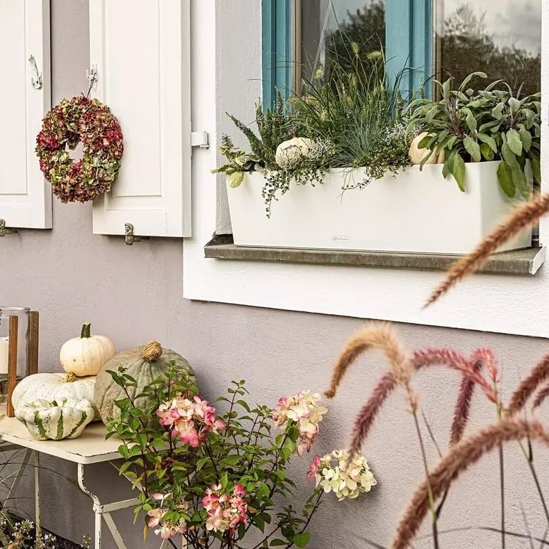 80cm Self Watering Window Box Planter White Balcony Pot
