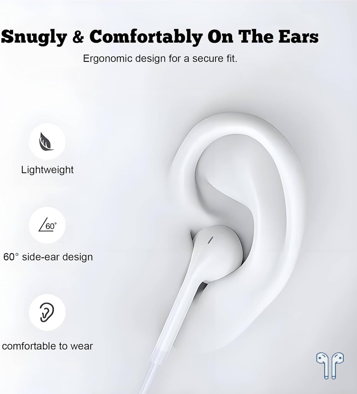 USB C Wired Earbuds In Ear Headphones Mic Volume Control 2 Pack