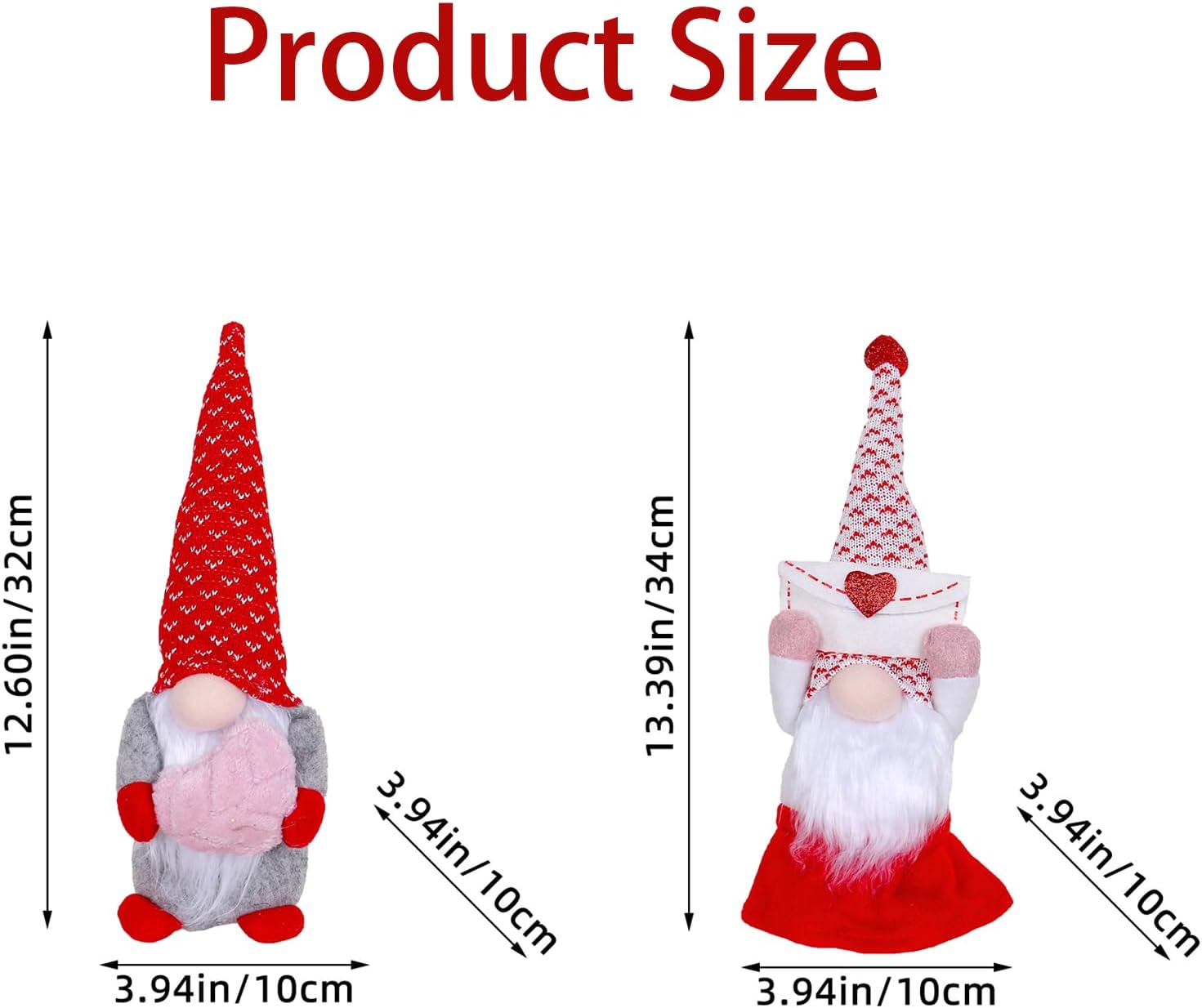 Valentines Gnome Plush Mr Mrs Gonk Tabletop Romantic Decor
