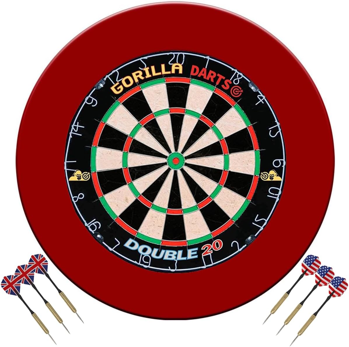 18in Dartboard Set Sisal Board Surround 6 Darts Staple Free
