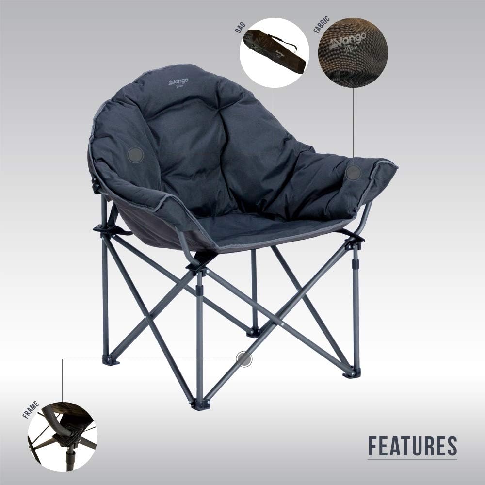 Oversized Camping Chair XL 180KG Steel Frame Grey