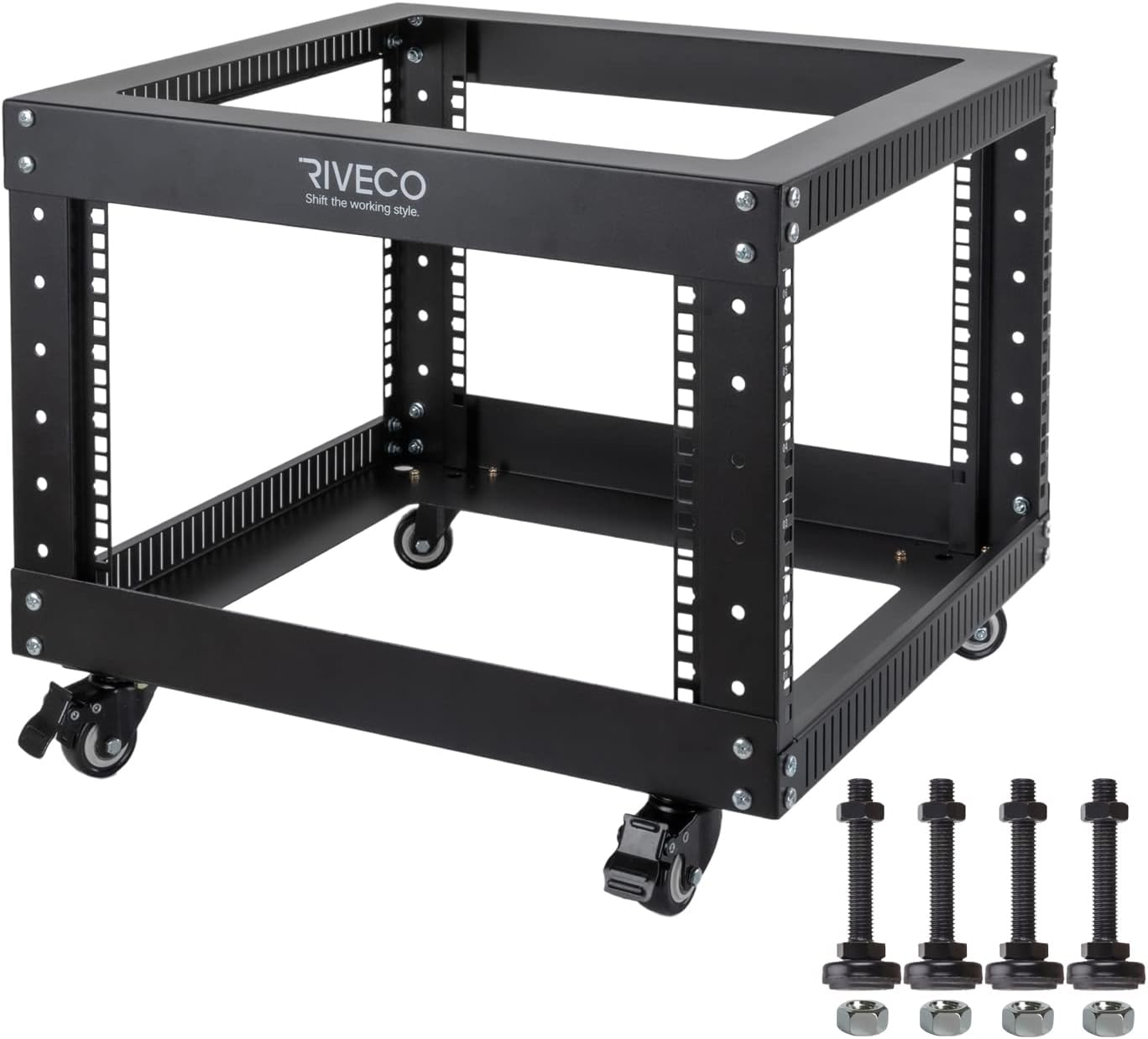 6U Open Frame Server Rack with Wheels 19 Inch Heavy Duty