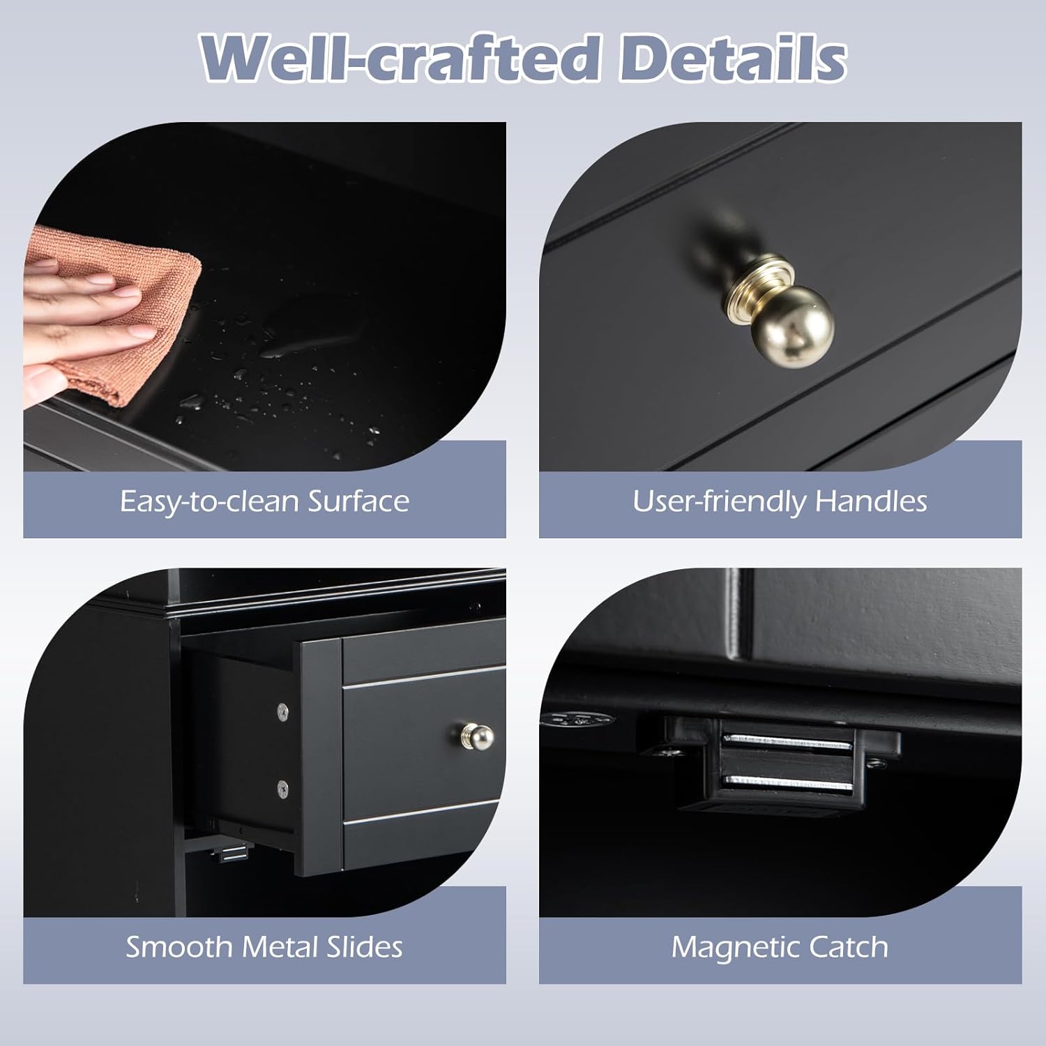 Tall Bathroom Cabinet Black Shelf Drawer Door Unit