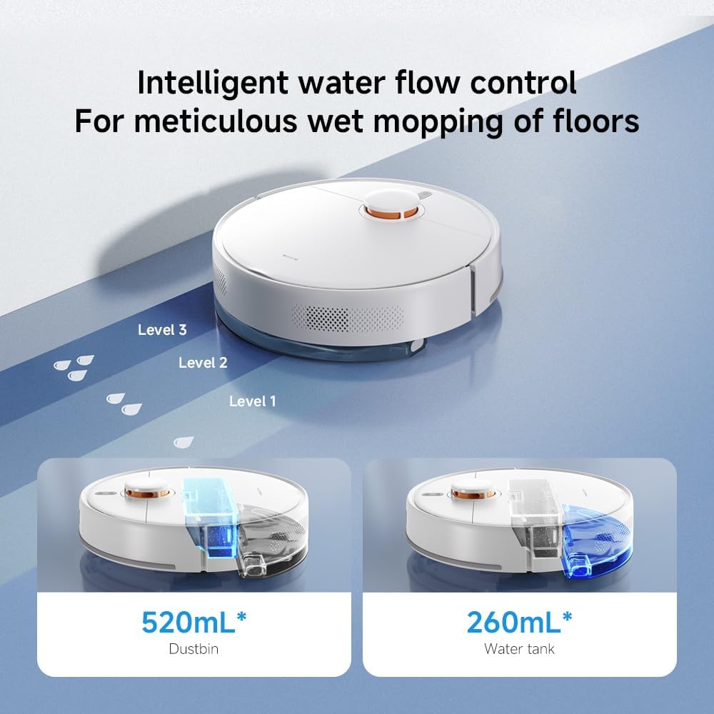 Robot Vacuum Mop 5000Pa LiDAR Mapping WiFi App Pet Hair