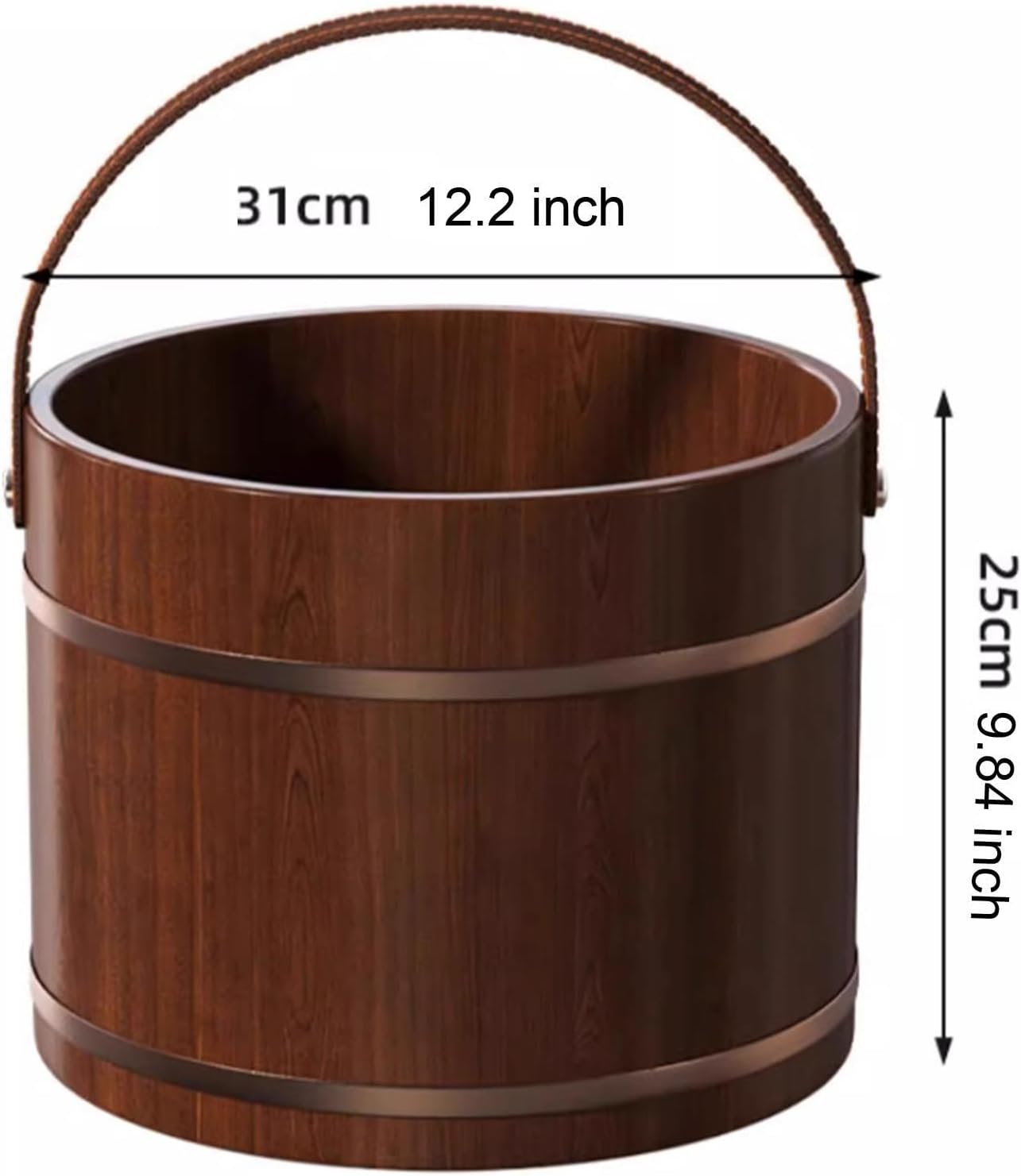 Wooden Foot Bath Tub Soak Basin Pedicure Spa Bucket Handle