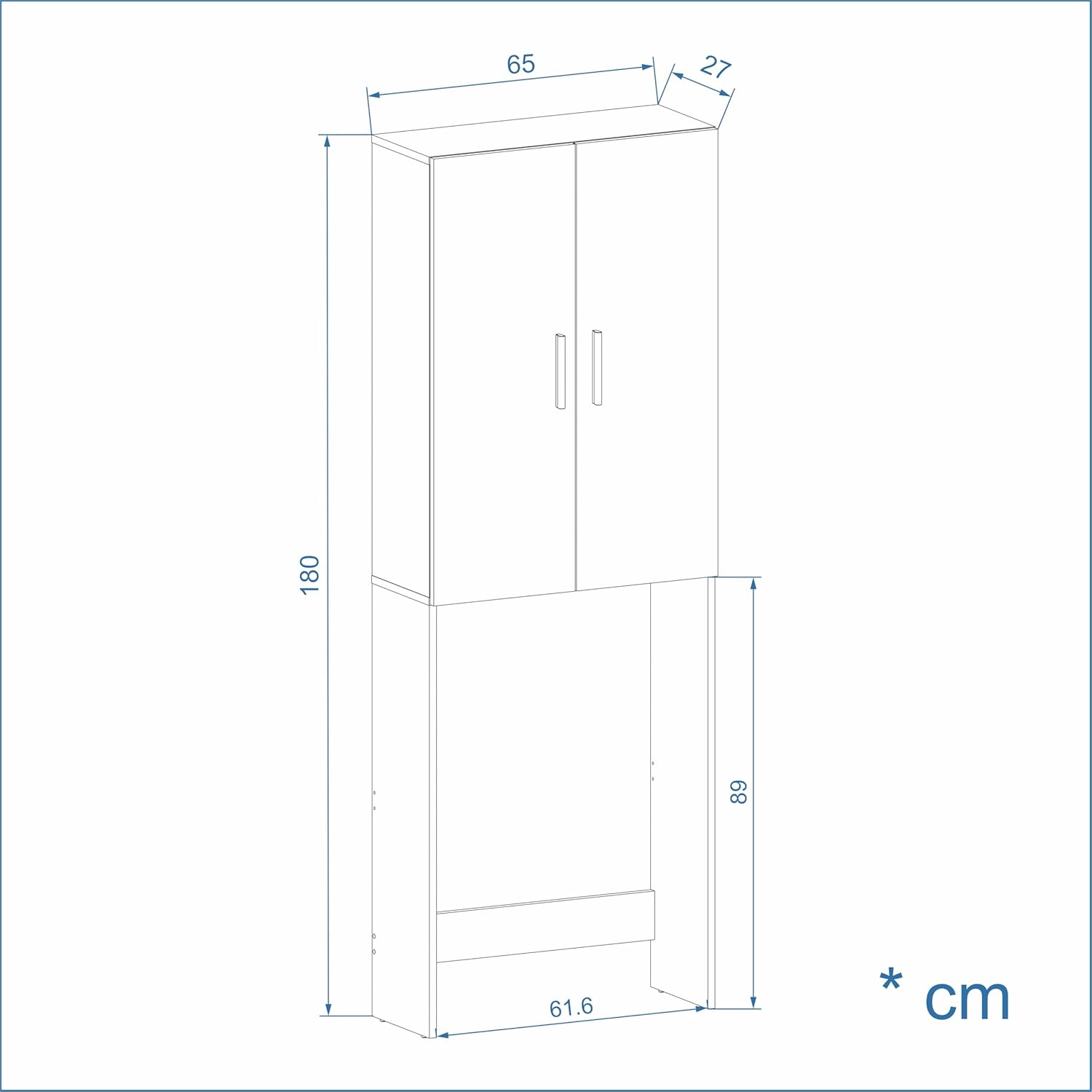 Over Washing Machine Storage Cabinet White 2 Door Unit