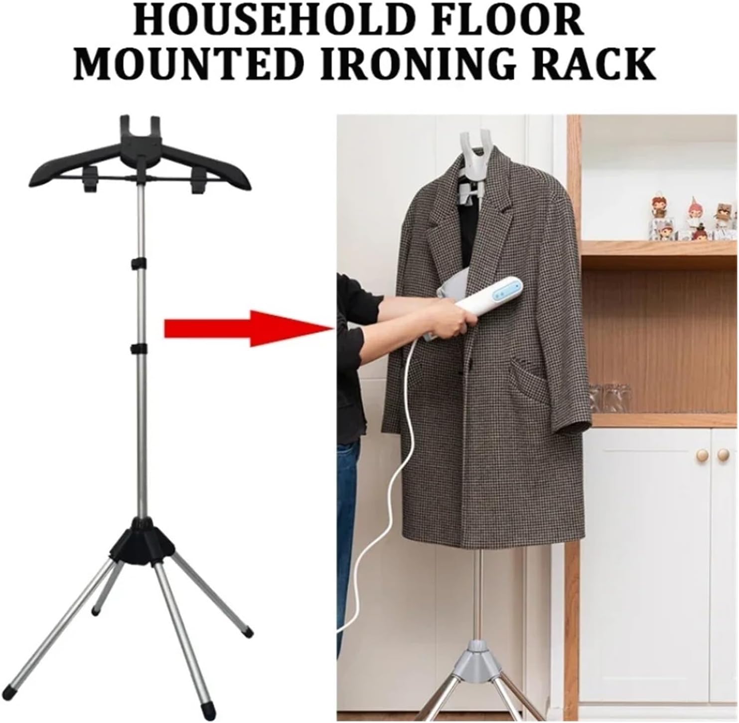 Clothes Steamer Stand Adjustable Garment Rack Foldable Hanger