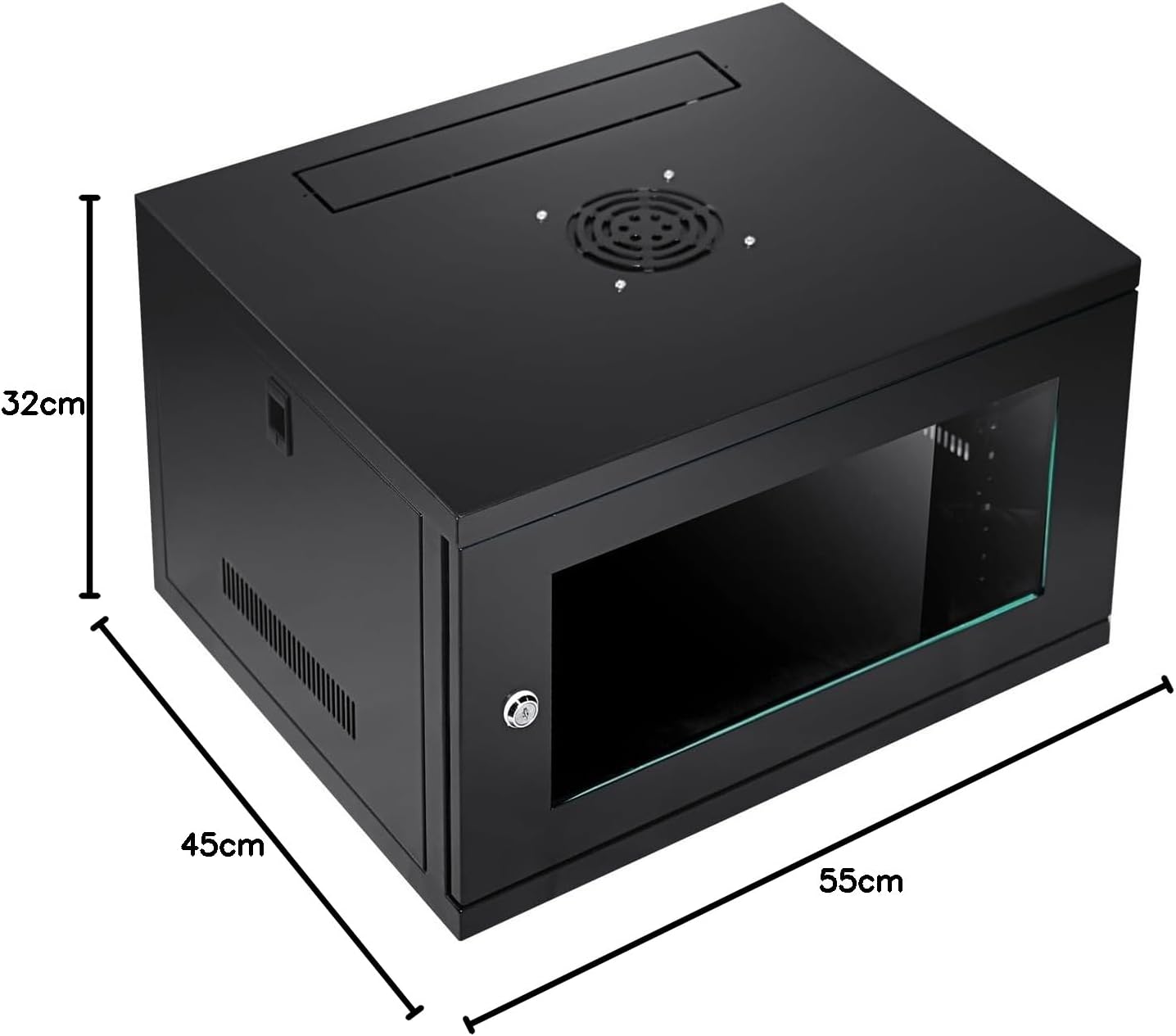 19in 6U Wall Mounted Data Cabinet Lockable Glass Rack