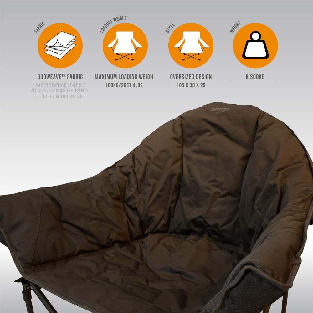 Oversized Camping Chair XL 180KG Steel Frame Grey