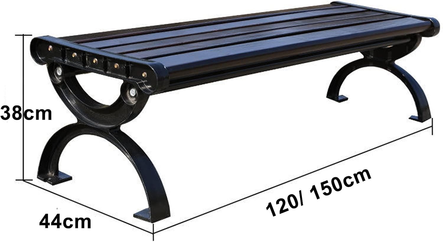 Outdoor Garden Bench 1.2m Hardwood & Cast Iron Patio Park Seat Weatherproof