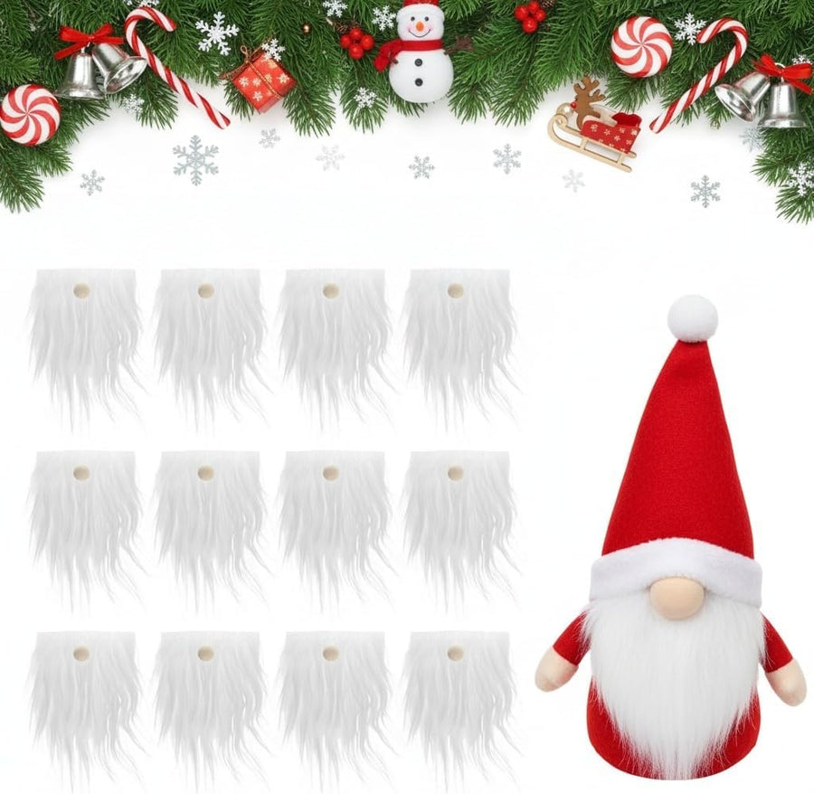 12PCS Gnome Beards DIY Kit Faux Beard Craft Set Christmas