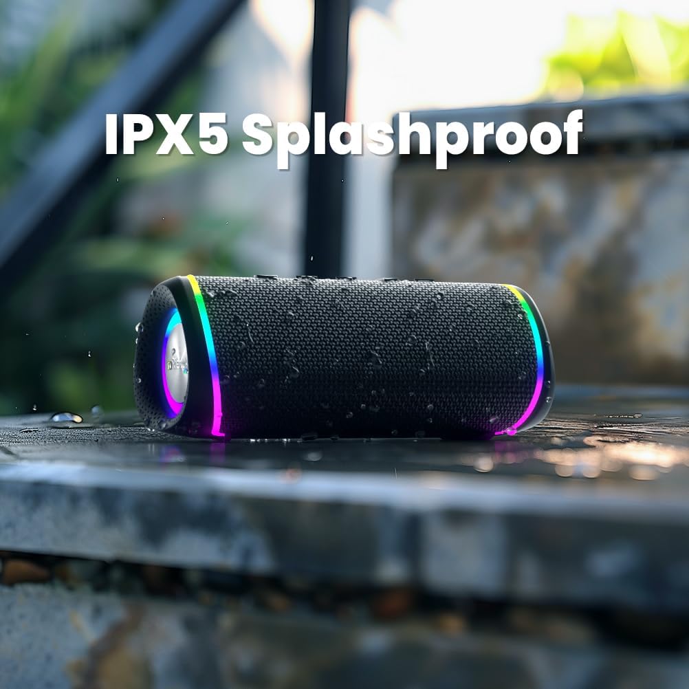Portable Bluetooth Speaker 30W Bass RGB Lights Waterproof