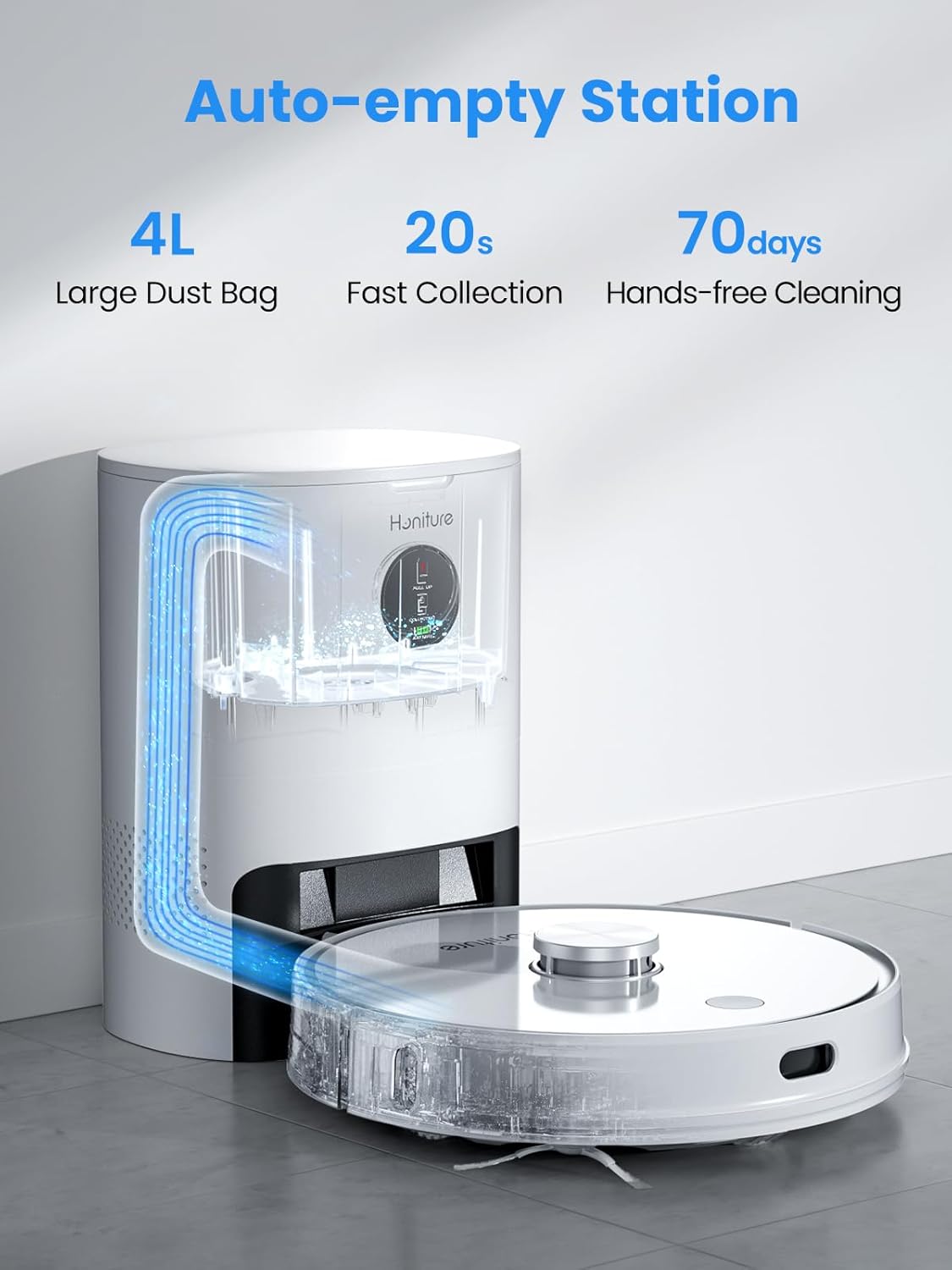Robot Vacuum Mop Self Empty 4000Pa LiDAR Smart Mapping 250min WiFi