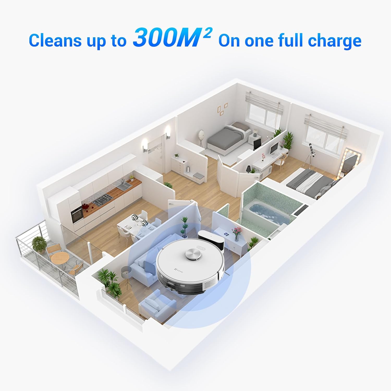Robot Vacuum Self Empty 4000Pa LiDAR Mapping WiFi App Pet Hair