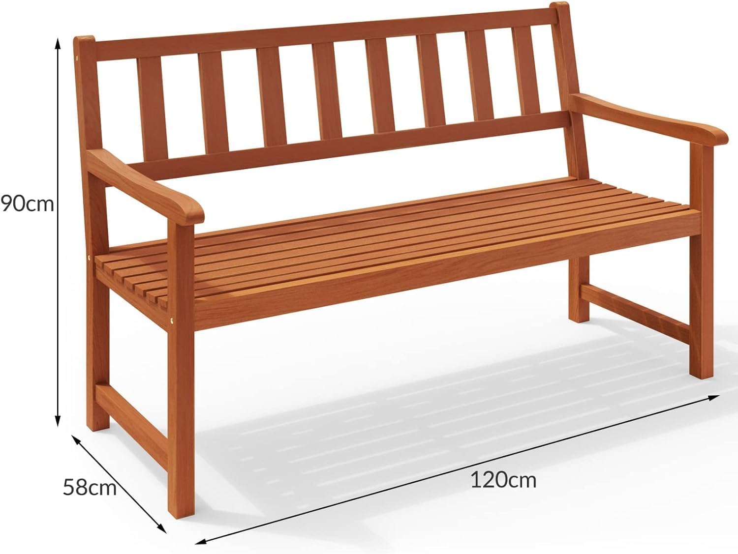2 Seater Wooden Garden Bench 120cm Acacia Outdoor Patio Bench Seat
