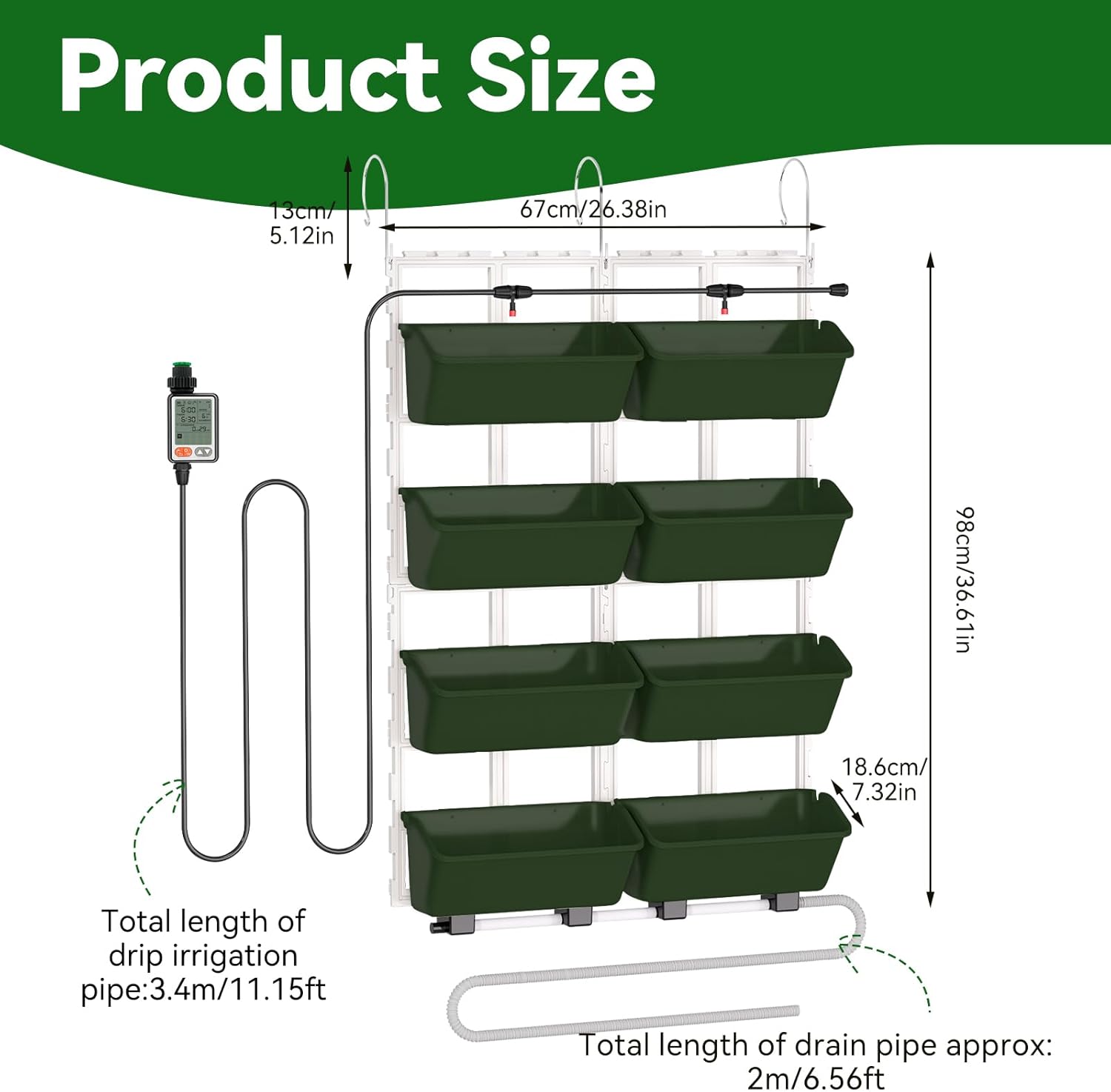 Self Watering Wall Planter 8PCS Automatic Timer Vertical Garden