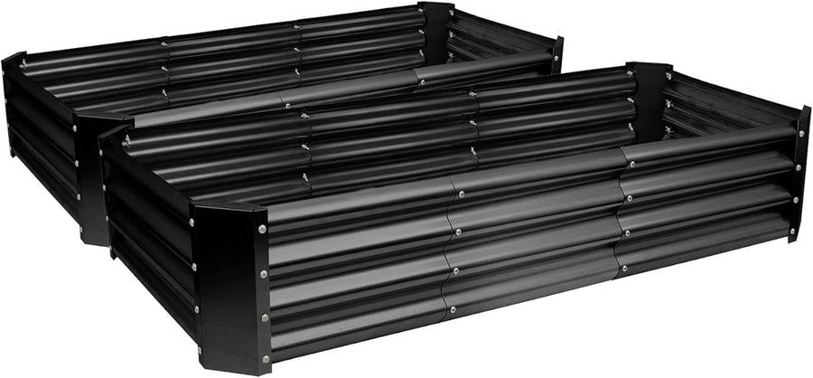 Raised Garden Bed 180cm Metal Planter Anthracite Steel 2 Pack
