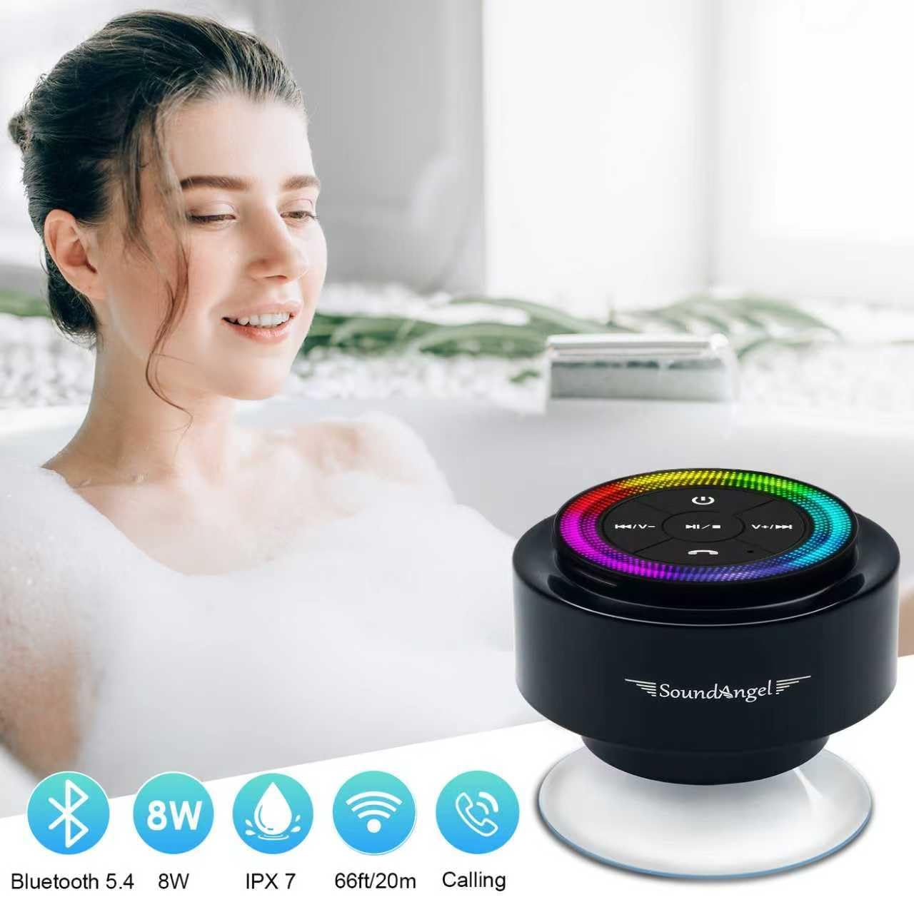 Waterproof Bluetooth Shower Speaker IPX7 Suction Cup 15H Playtime