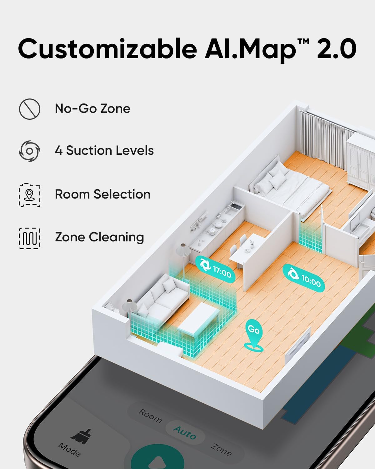 Robot Vacuum Mop Self Empty 5000Pa LiDAR Mapping 60 Day Clean