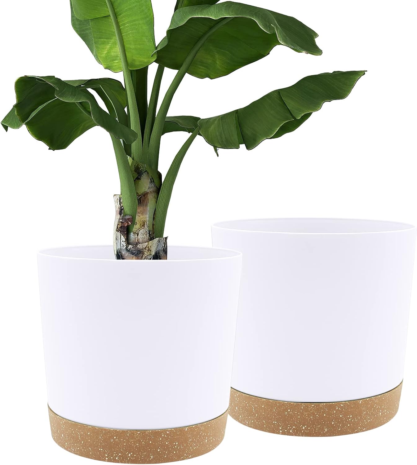Large 30.5cm Plant Pots 2 Pack Indoor Outdoor Planters Drainage Tray