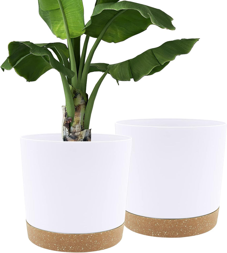 Large 30.5cm Plant Pots 2 Pack Indoor Outdoor Planters Drainage Tray