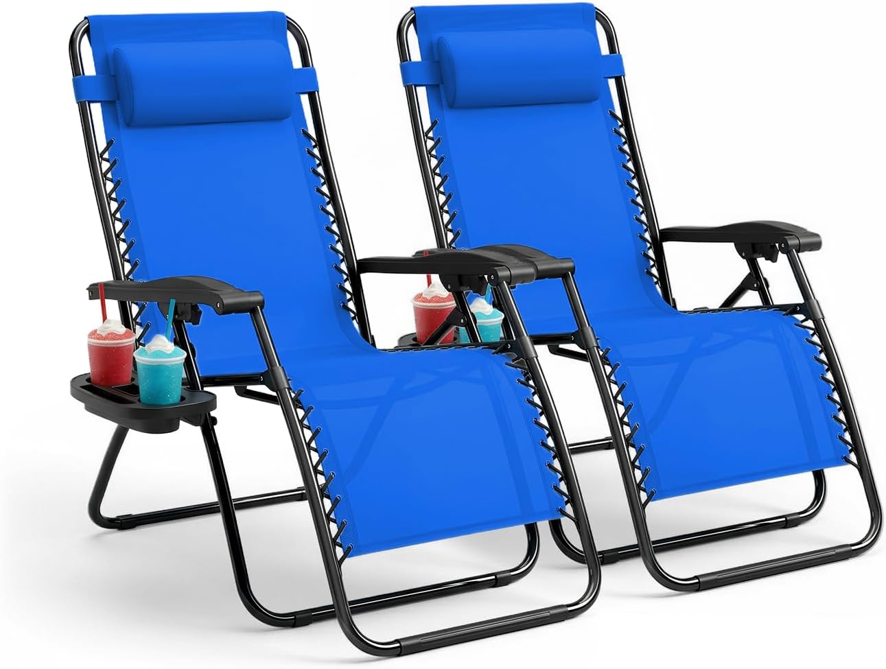 Set of 2 Foldable Zero Gravity Garden Chairs Dark Blue