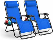 Set of 2 Foldable Zero Gravity Garden Chairs Dark Blue