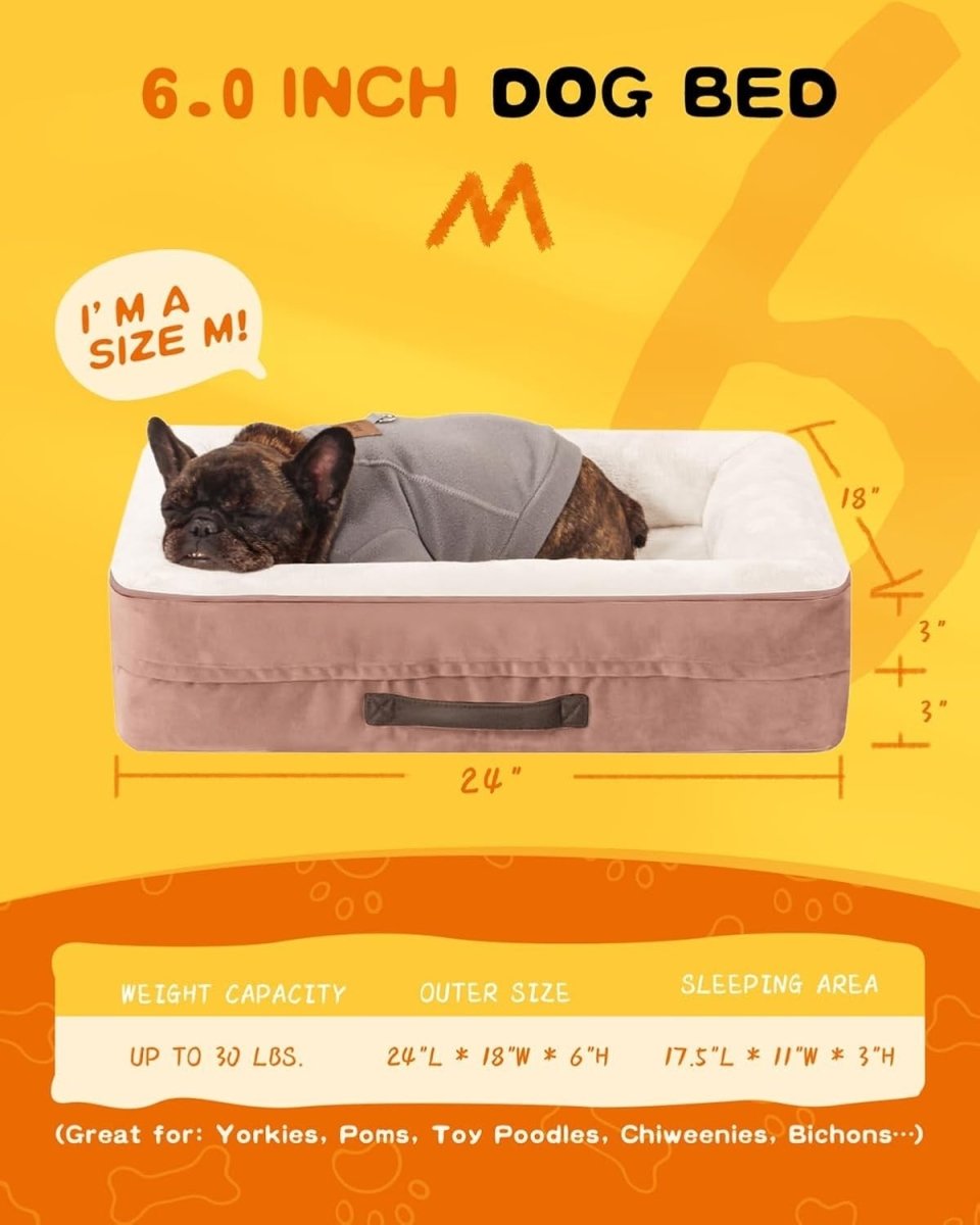 61x46cm Medium Waterproof Orthopedic Pet Bed Pink Washable - Kwikley
