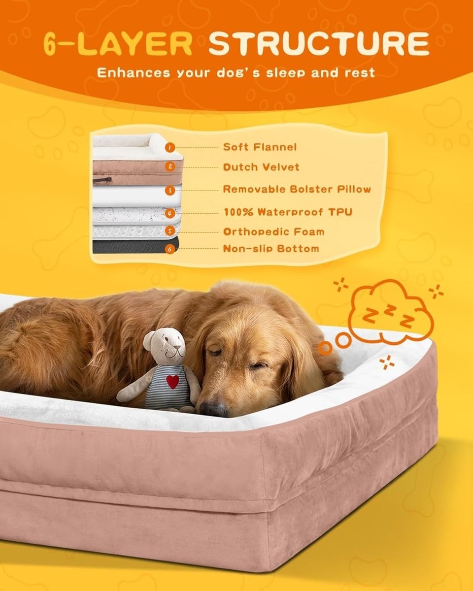 61x46cm Medium Waterproof Orthopedic Pet Bed Pink Washable - Kwikley