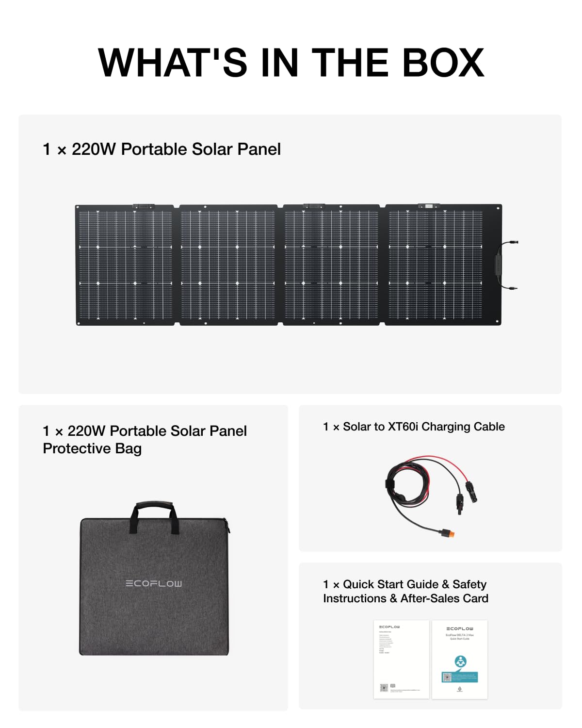 220W Portable Bifacial Solar Panel Foldable Camping Home Backup