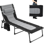 XXL Folding Sun Lounger Dark Grey 5 Position
