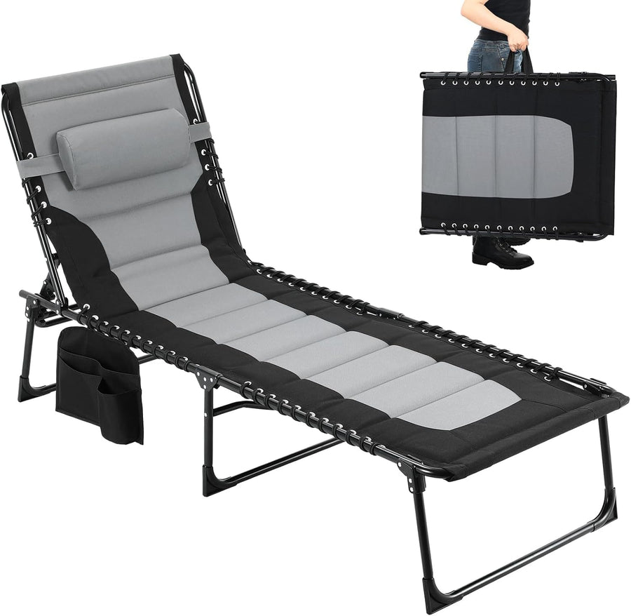 XXL Folding Sun Lounger Dark Grey 5 Position