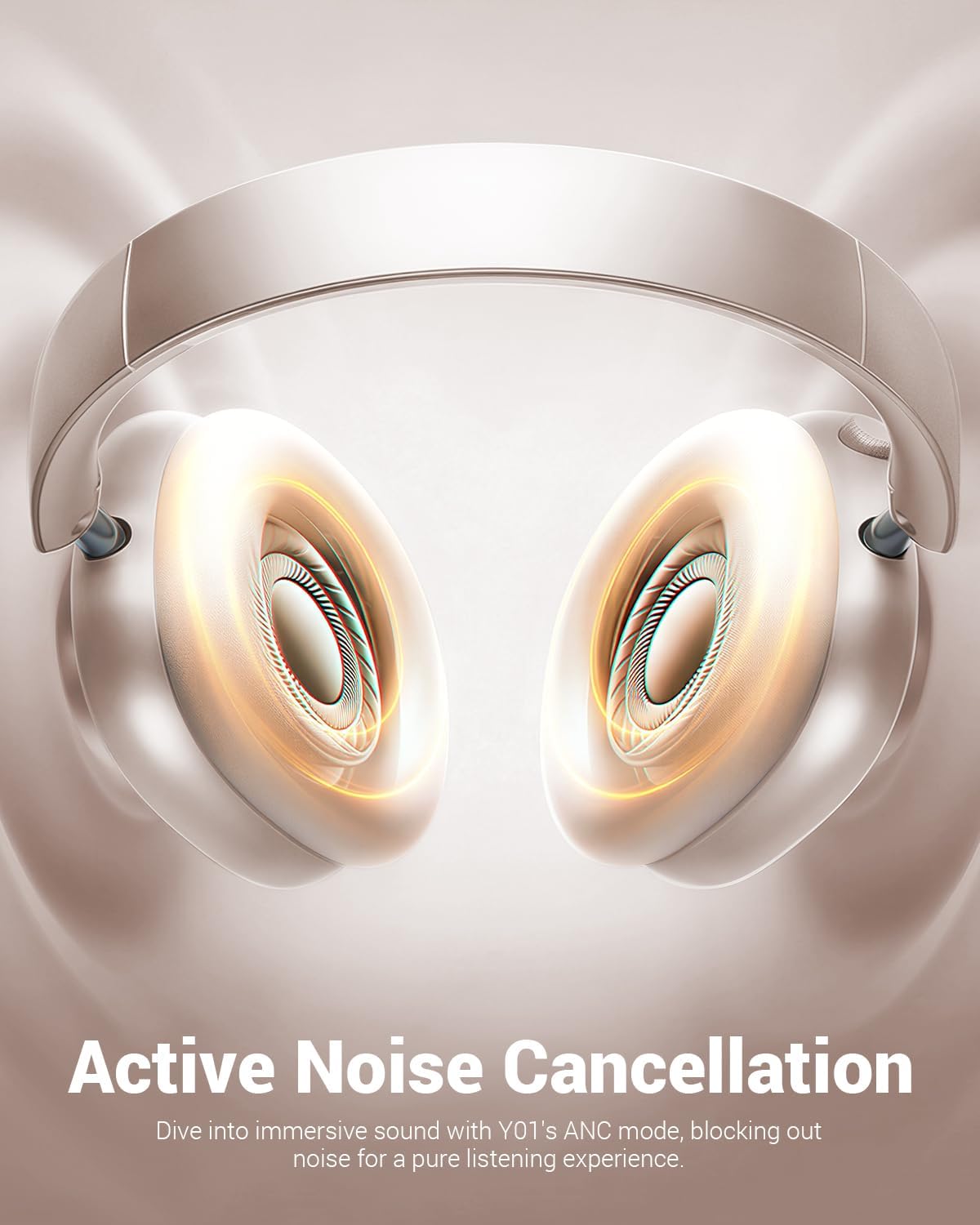 Wireless Noise Cancelling Over Ear Headphones 48Hr Battery White