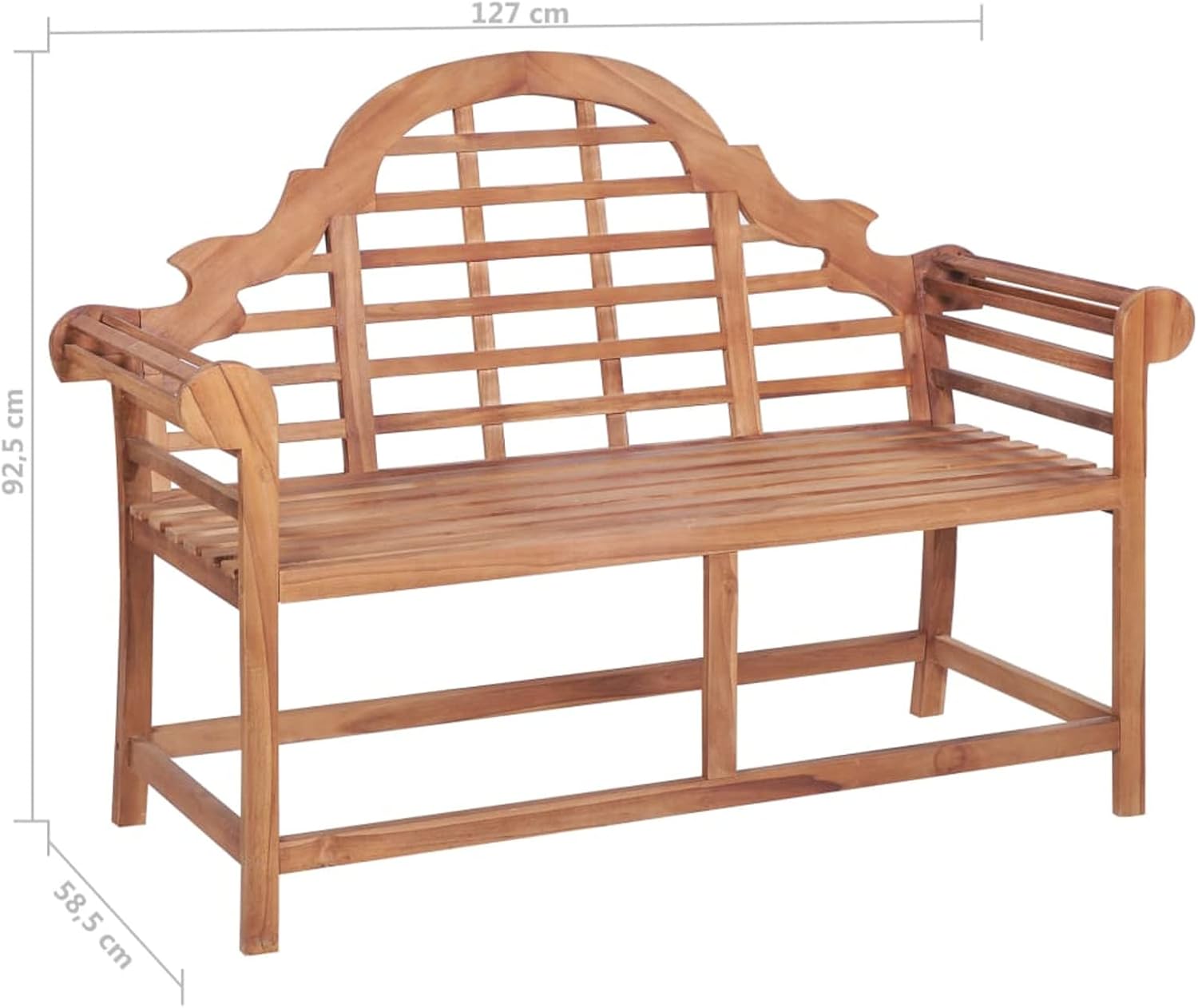 Teak Wood Garden Bench 127cm Outdoor Patio Seat Weatherproof