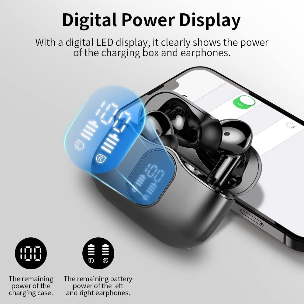 Wireless Bluetooth 5.3 Earbuds Noise Cancelling Mic Deep Bass 36H Playtime