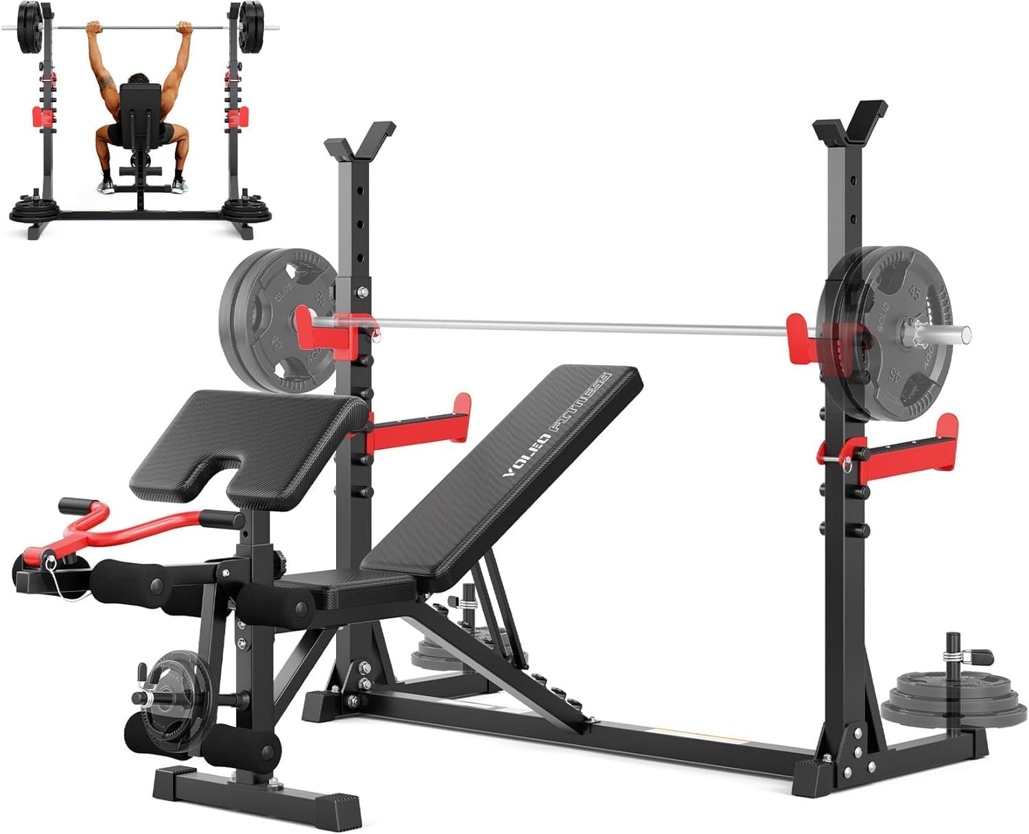 10 In 1 Adjustable Weight Bench Squat Rack Leg Press Home Gym