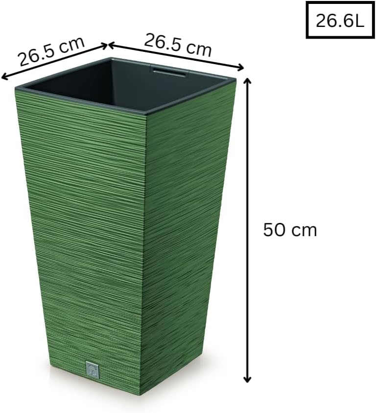 Set of 2 Tall Square Planters Green Modern Indoor Outdoor Pots