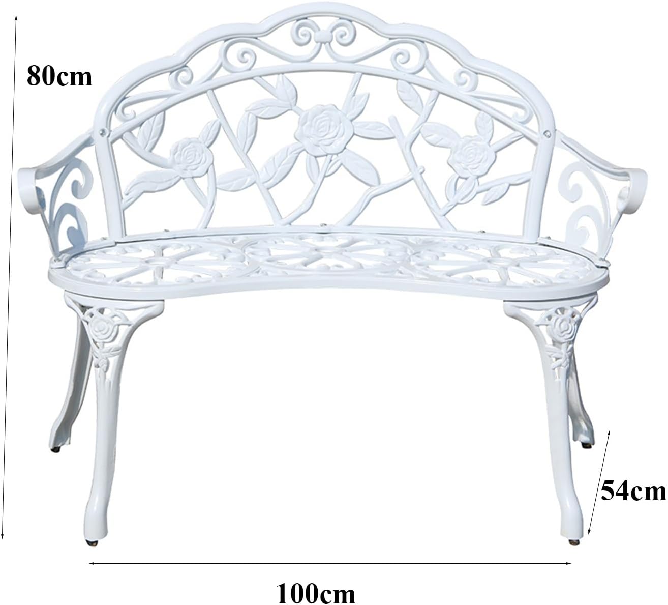 Metal Garden Bench 100cm Outdoor Patio Seat with Backrest Bronze