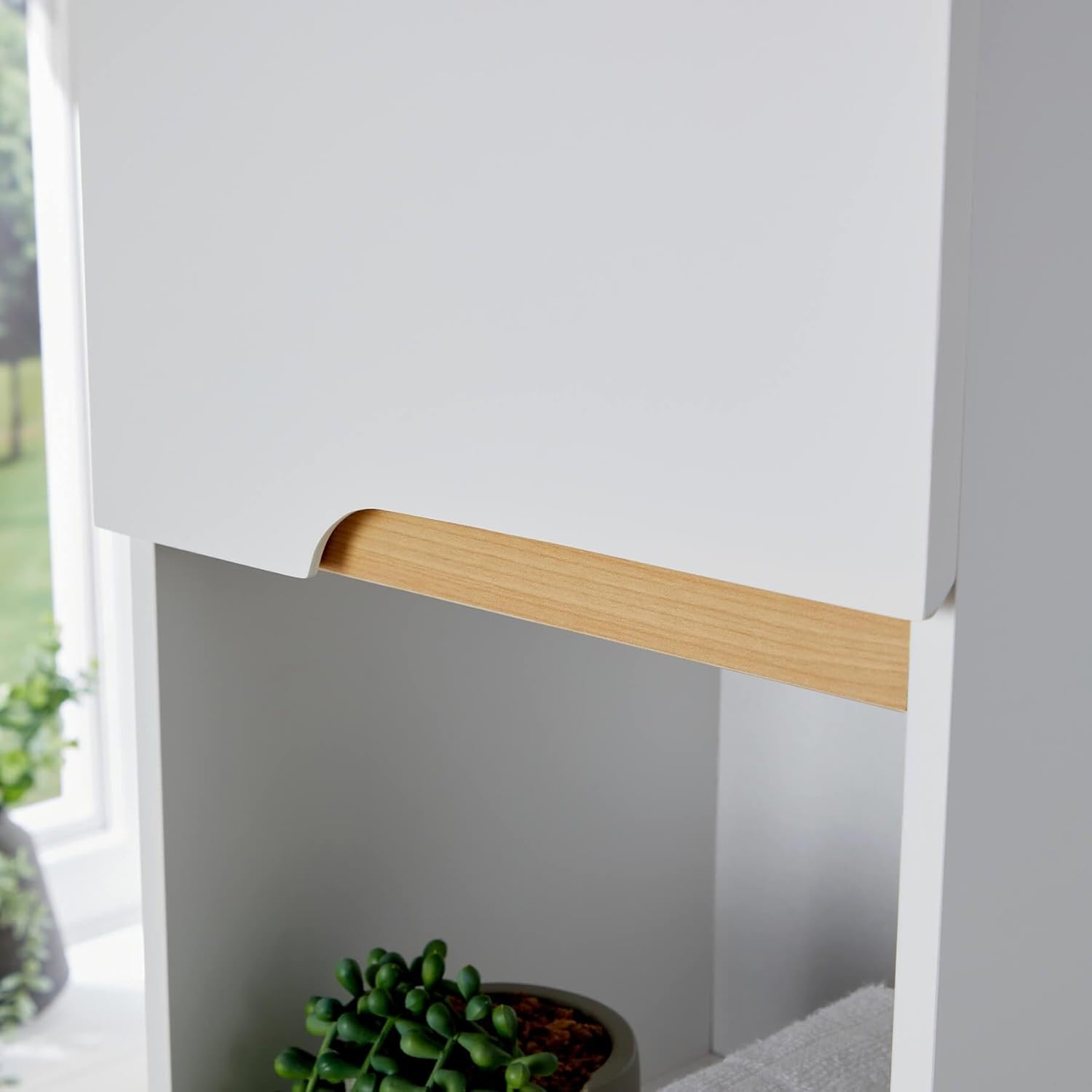Slim Bathroom Tall Cabinet 6 Shelf Storage Unit White